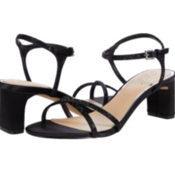 Jewel Badgley Mischka Omari Il Buckle-Detail Satin Block Heels Size 9 - Picture 2 of 13